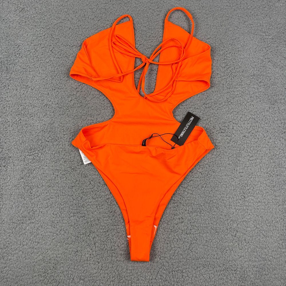 PrettyLittleThing Orange One Piece Swimsuit - Picture 3 of 4
